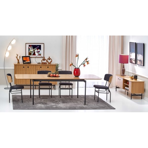 Giga Esstisch 170-250 cm - Eiche/schwarz Giga Esstisch 170-250 cm - Eiche/schwarz