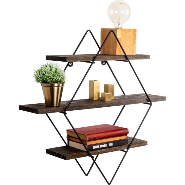 Erasmus Wandregal - Schwarz/Walnuss