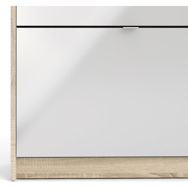 Schuhschrank mit Tür und 3 Fächern - Eiche/Weiß Schuhschrank mit Tür und 3 Fächern - Eiche/Weiß