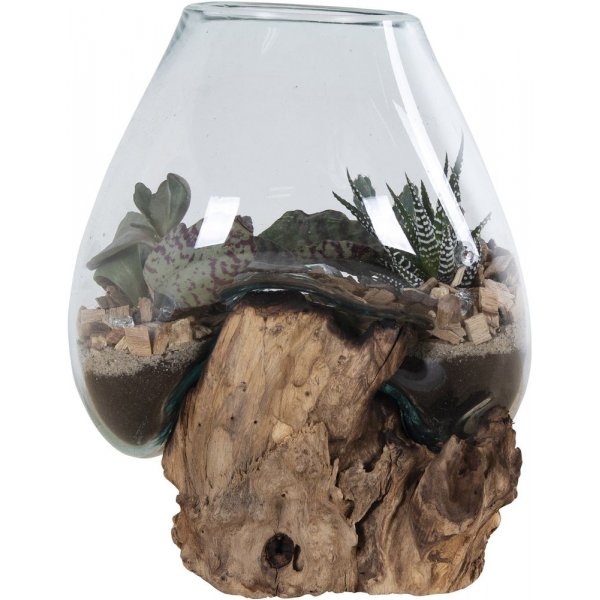 San Marino Wassertropfenvase - Teak/Glas - 15-20 cm