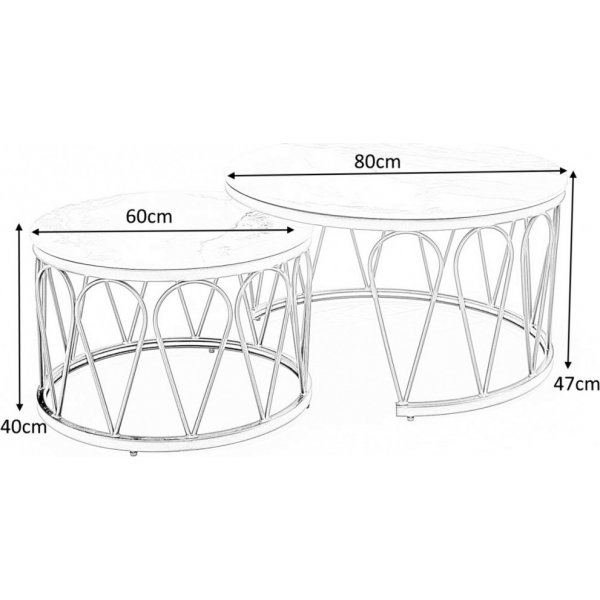 Formosa Couchtisch 60 cm - Weier Marmor/Schwarz