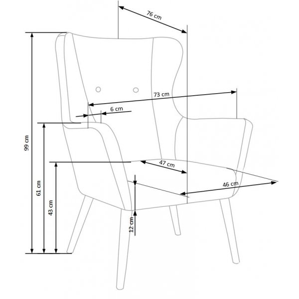 Lise Ohrensessel - Beige (Stoff) / Holz Lise Ohrensessel - Beige (Stoff) / Holz