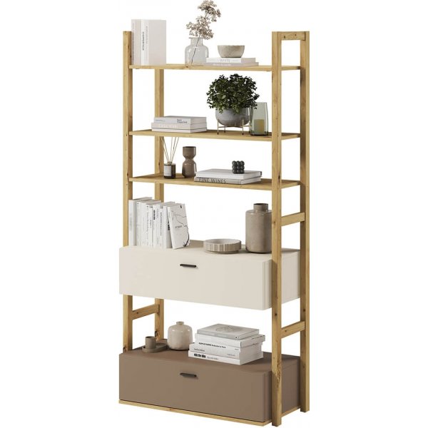 Lenny Bücherregal - Artisan Eiche/Beige/Trüffel Lenny Bücherregal - Artisan Eiche/Beige/Trüffel