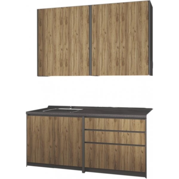 Idea Komplettküche 180 cm - Craft Eiche/Anthrazit Idea Komplettküche 180 cm - Craft Eiche/Anthrazit