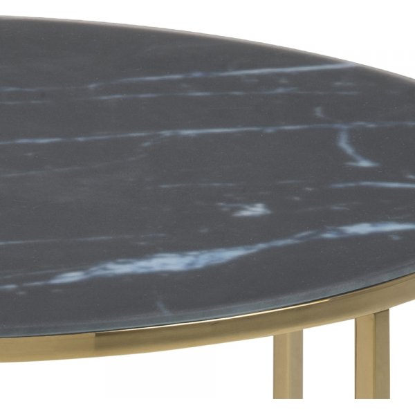 Alisma runder Couchtisch mit goldenen Beinen Ø80 cm - Schwarzes Marmorglas Alisma runder Couchtisch mit goldenen Beinen Ø80 cm - Schwarzes Marmorglas