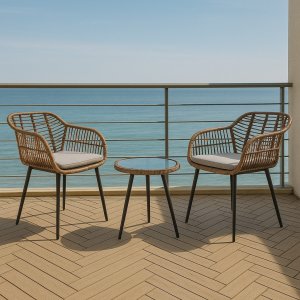 Balkonset mit Tisch und 2 Stühlen aus Kunstrattan Balkonset mit Tisch und 2 Stühlen aus Kunstrattan