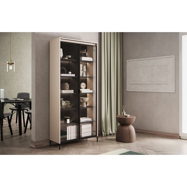 Trendvitrine H196 cm - Beige/Schwarz