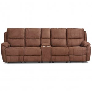 Enjoy Hollywood Relaxsofa - 4-Sitzer (elektrisch) aus braunem Mikrofaserstoff