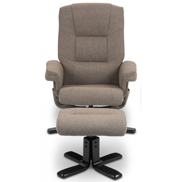 Oslo Liegesessel mit Hocker aus dunkelbeigem Stoff