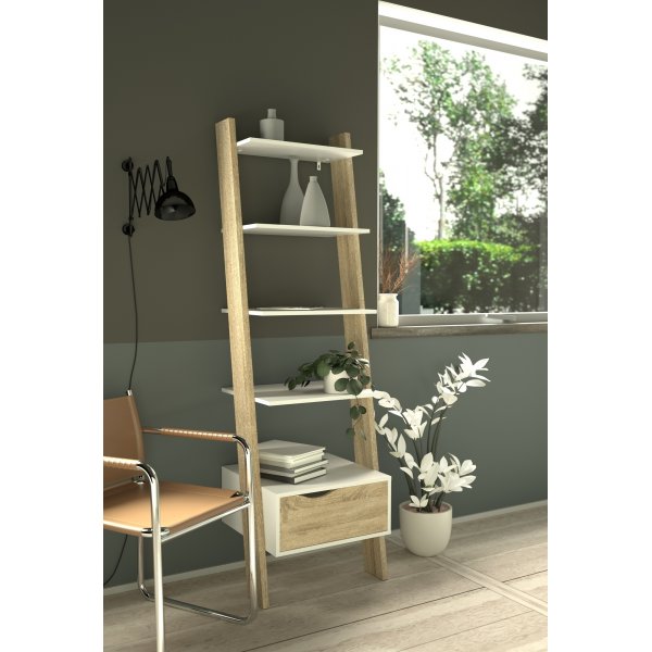 Oslo Stufenregal - Wei/Eiche