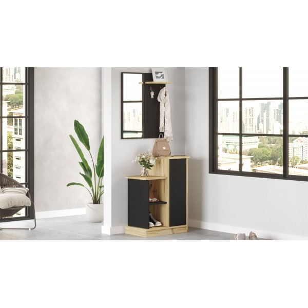 Dielenm�bel Charlotte - Nussbaum/schwarz