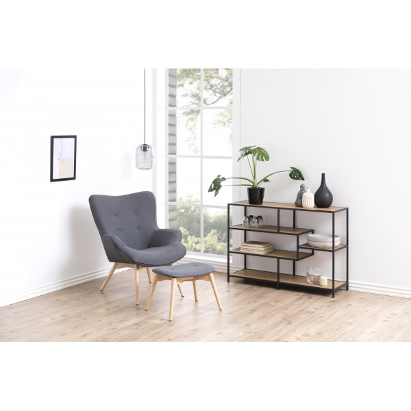 Seaford Bcherregal 114x78 cm - Eiche/schwarz