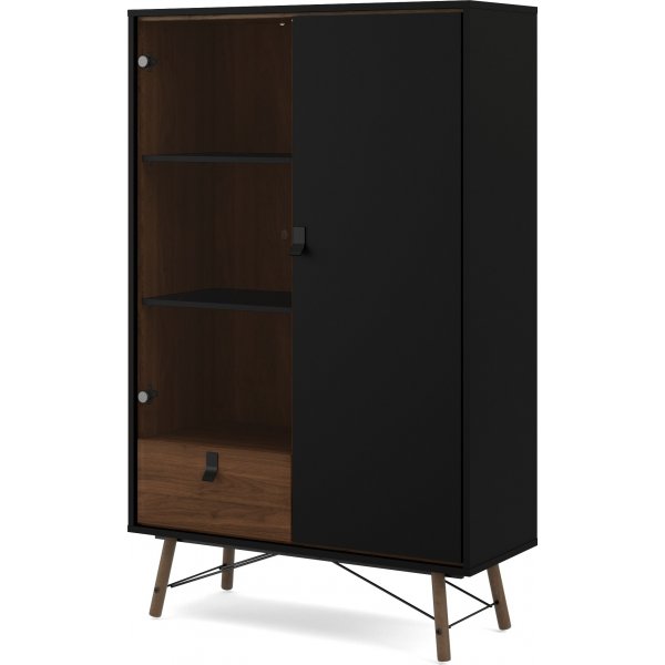 Vitrine Ry - Schwarz/Walnuss