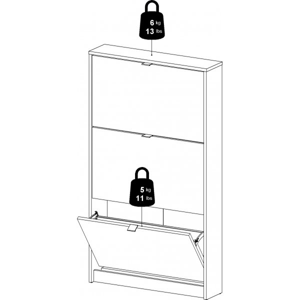 Schuhschrank mit 3 Fchern - Schwarz
