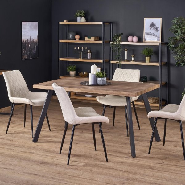 Gladwyn Esstisch mit Butterfly Auszug 140-180 cm - Eiche/schwarz Gladwyn Esstisch mit Butterfly Auszug 140-180 cm - Eiche/schwarz