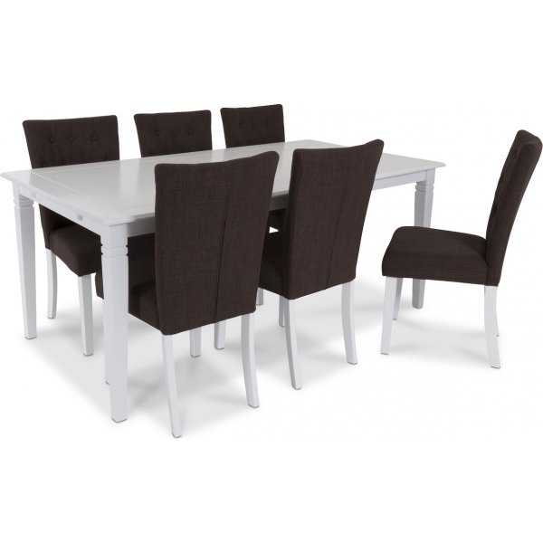 Sandhamn Essgruppe 180 cm mit 6 Crocket-Sthlen - Wei / Braun