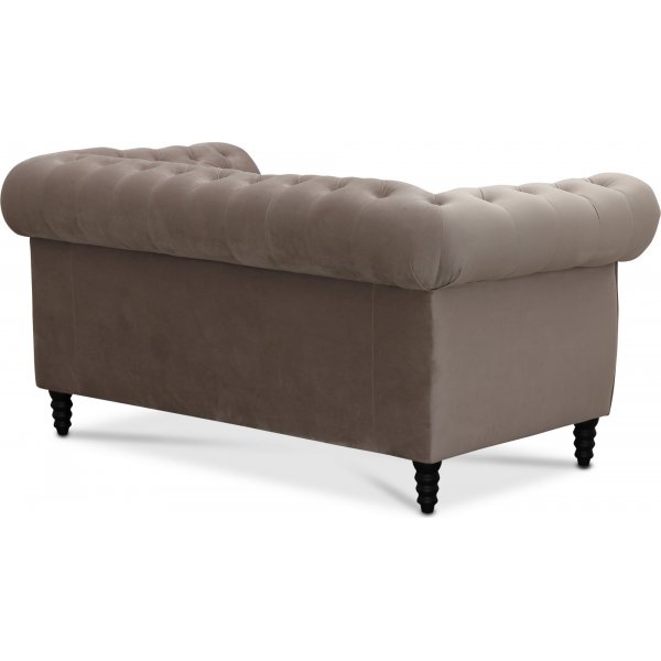 Chesterfield Cambridge 2-Sitzer Sofa - Hellgrauer Samt
