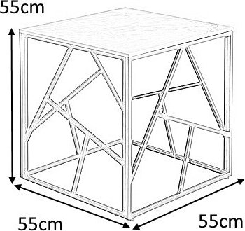Kosmos Couchtisch 55 x 55 cm - Grauer Marmor/Schwarz
