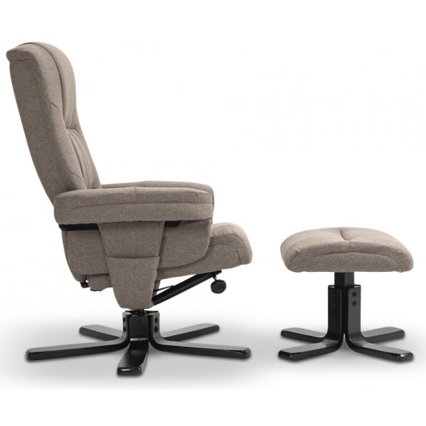 Oslo Liegesessel mit Hocker aus dunkelbeigem Stoff