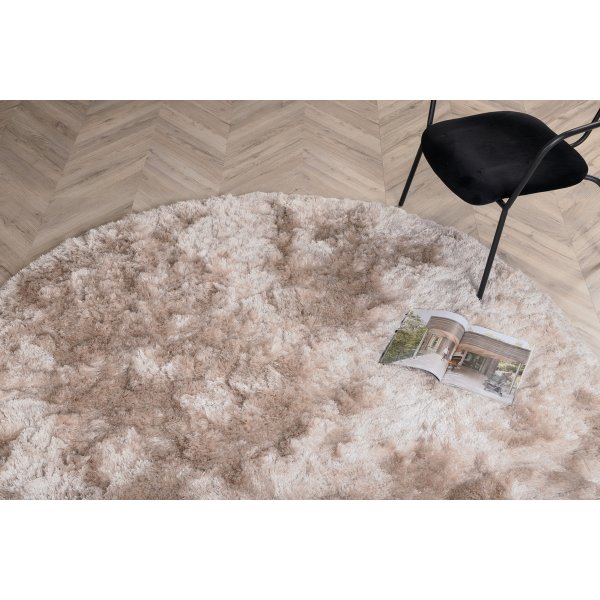 Knüpfteppich Elena - Champagnerfarbener Polyester Knüpfteppich Elena - Champagnerfarbener Polyester