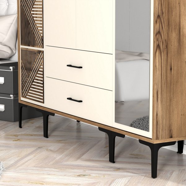 Kumsal Kleiderschrank 10 Walnuss/Creme