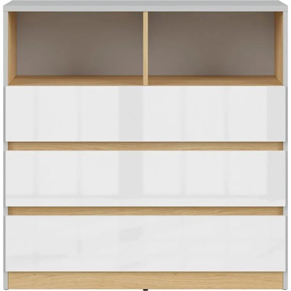 Nandu Kommode - Grau/Eiche/Weiß Nandu Kommode - Grau/Eiche/Weiß