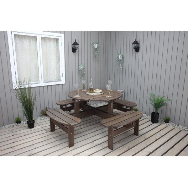 Ronda-Mbelgruppe - Gartenbank & Tisch in einem - Braun