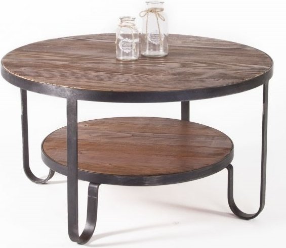 Bolivia runder Couchtisch D80 cm - antik behandelt