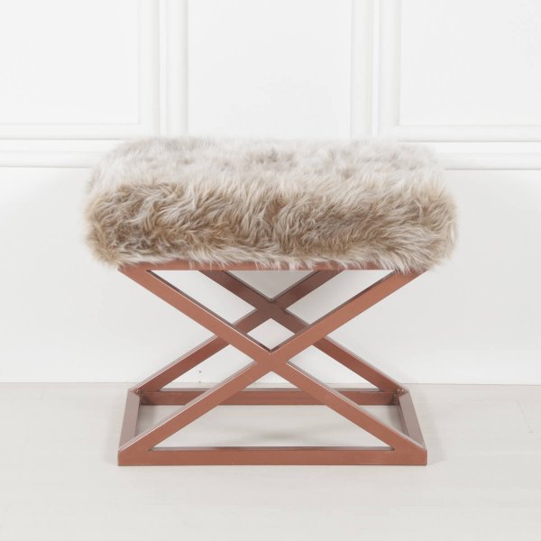 Capraz Plüsch-Hocker - Kupfer/Beige Capraz Plüsch-Hocker - Kupfer/Beige