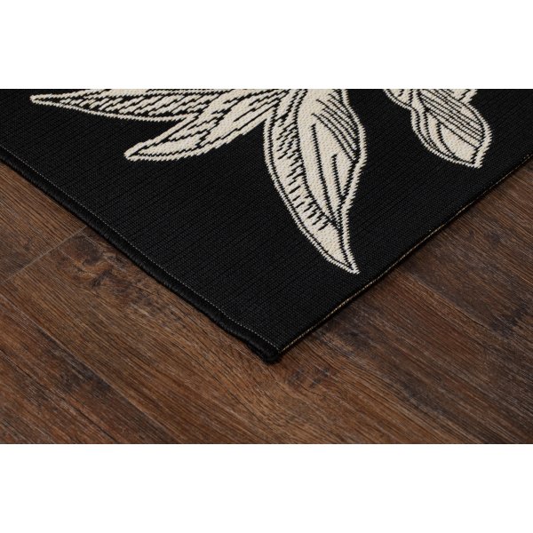 Domani Flower flach gewebter Teppich Schwarz Domani Flower flach gewebter Teppich Schwarz