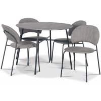 Tufta Essgruppe Ø100 cm Tisch in Betonoptik + 4 Hogrän graue Stühle Tufta Essgruppe Ø100 cm Tisch in Betonoptik + 4 Hogrän graue Stühle