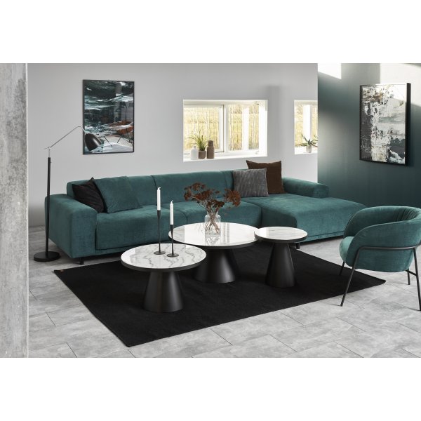 Soli Couchtisch Ø65 cm - Weißer Marmor/Schwarz Soli Couchtisch Ø65 cm - Weißer Marmor/Schwarz