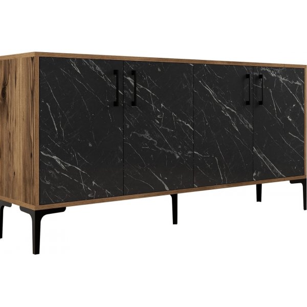 Kyiv Sideboard 160 cm - Nussbaum/schwarzer Marmor