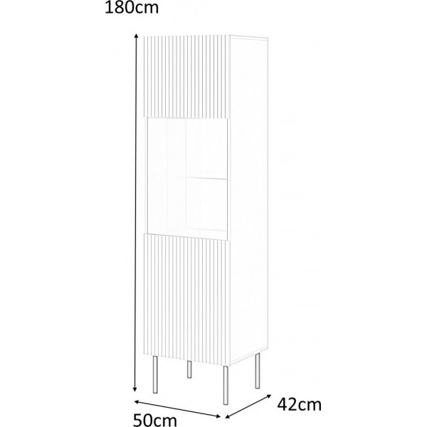 Asensio Vitrine - Hellgrau/Schwarz