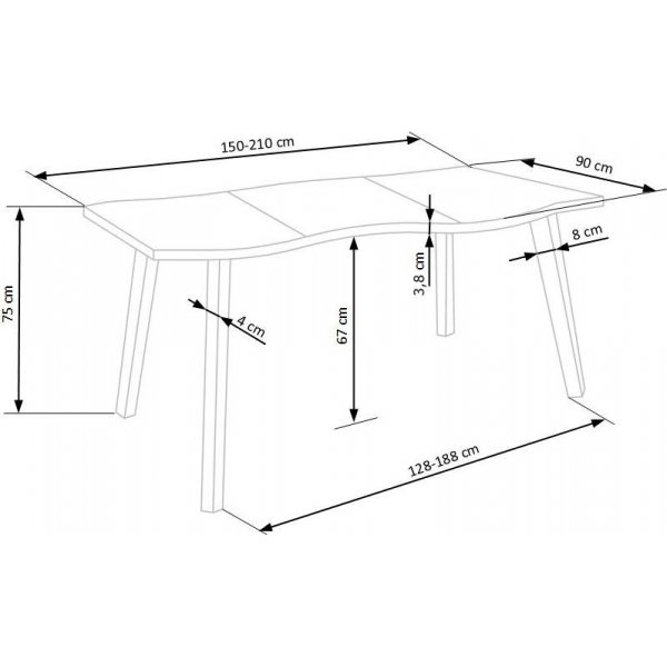 Horst Esstisch 150-210 x 90 cm - Eiche/schwarz Horst Esstisch 150-210 x 90 cm - Eiche/schwarz