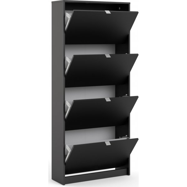 Schuhe tiefer Schuhschrank mit 4 Fächern - Schwarz Schuhe tiefer Schuhschrank mit 4 Fächern - Schwarz