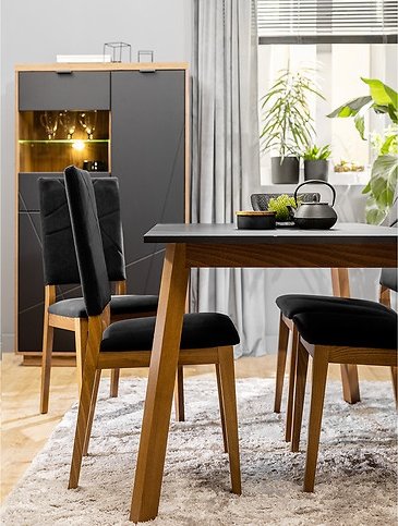 Antiker Esstisch 140-180 x 67,5 cm - Schwarz/Stirling-Eiche Antiker Esstisch 140-180 x 67,5 cm - Schwarz/Stirling-Eiche