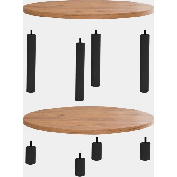 Roby Couchtisch 70 cm - Schwarz/Kiefer