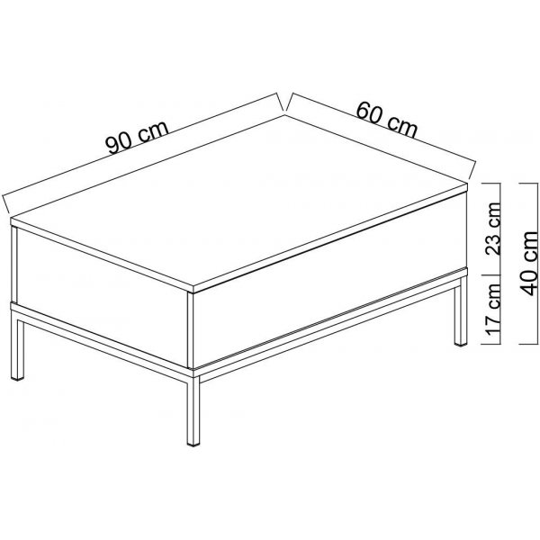 Lord Couchtisch 90 x 60 cm - Anthrazit/Gold