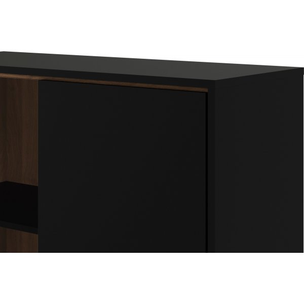 Vitrine Ry - Schwarz/Walnuss