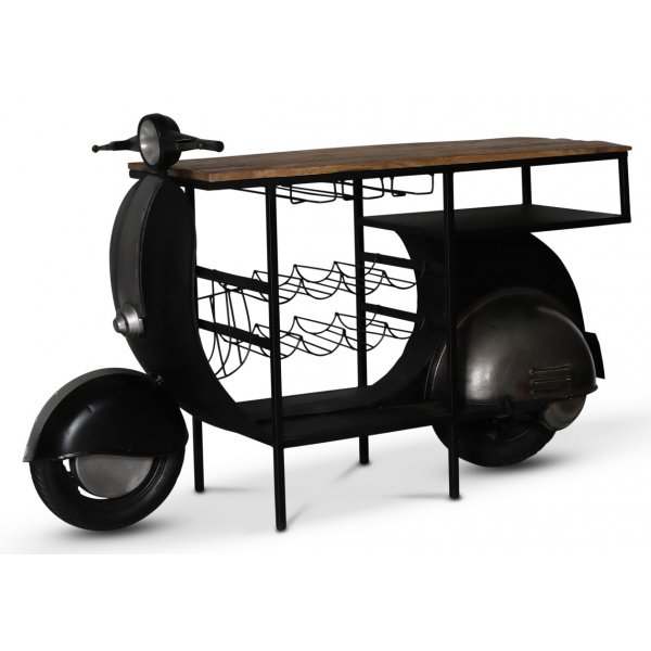 Klassische Vespa Bartheke 183 x 51 cm - Schwarz/Silber