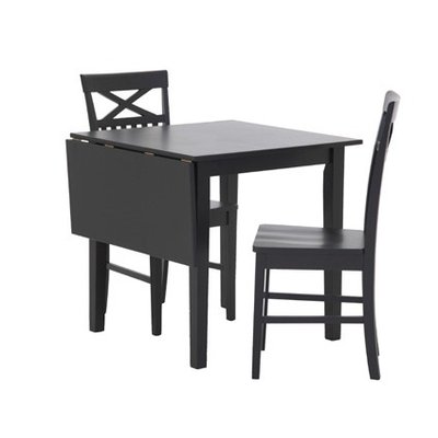 Essgruppe: Sander Tisch mit Klappe - schwarz - 75 / 110 cm + Stühle