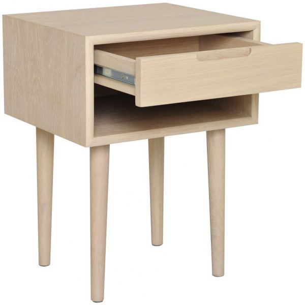 Nachttisch Emma - Wei pigmentiertes Eichenfurnier