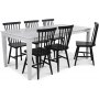 Mellby Essgruppe 180 cm Tisch mit 6 schwarzen Karl Pinnstolar