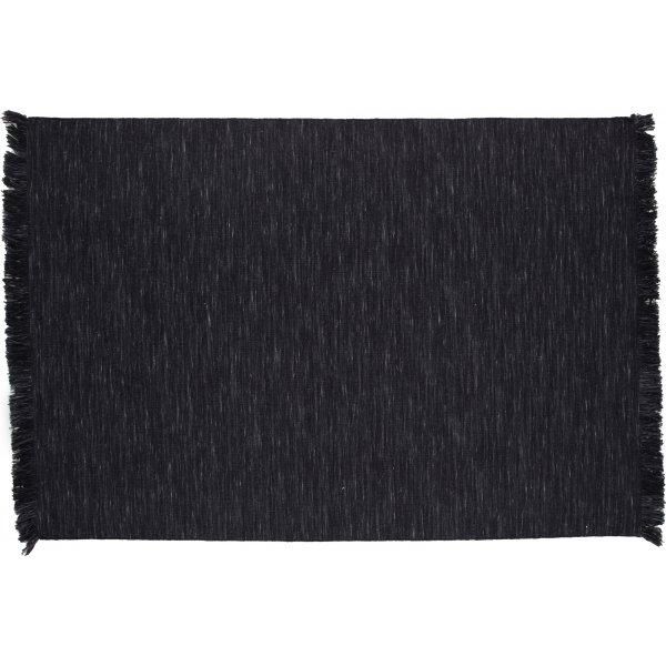 Flachgewebter Wollteppich Elton - Schwarz