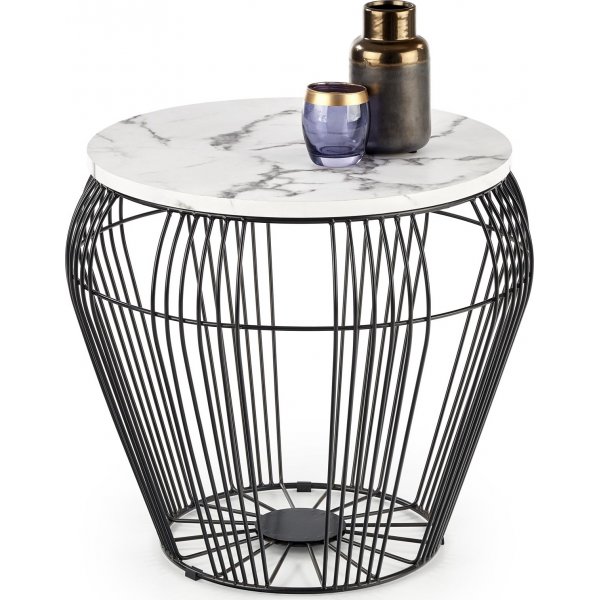 Grande Couchtisch Ø56 cm - Weißer Marmor/Schwarz Grande Couchtisch Ø56 cm - Weißer Marmor/Schwarz