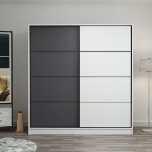 Kapusta Kleiderschrank 180 cm - Wei/Anthrazit/Wei