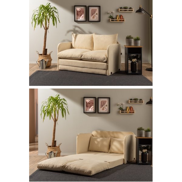Saga 2-Sitzer-Schlafsofa - Creme