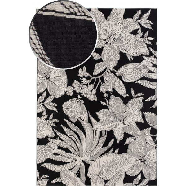 Domani Flower flach gewebter Teppich Schwarz Domani Flower flach gewebter Teppich Schwarz