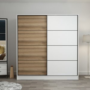 Kapusta Kleiderschrank 180 cm - Wei/Braun/Wei